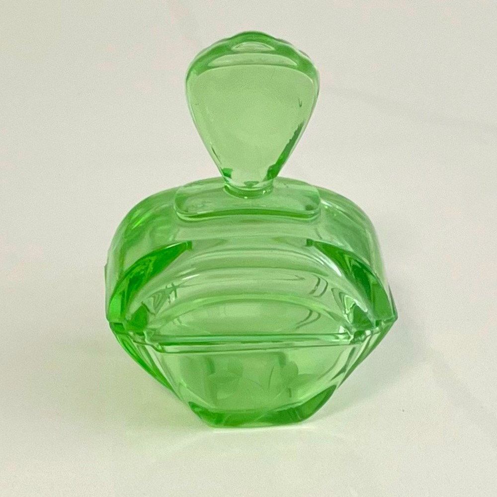 Green Glass Trinket Box